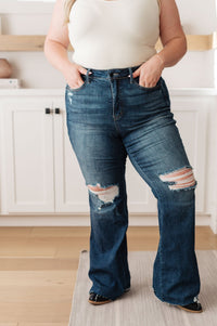 Cassandra High Rise Control Top Distressed Flare Jeans - Happily Ever Atchison Shop Co.