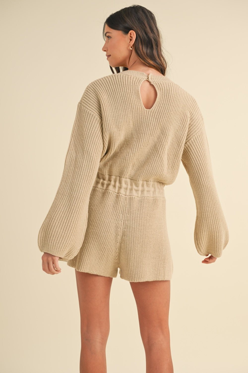 MABLE Round Neck Long Sleeve Sweater Romper - 1985 THE VAULT