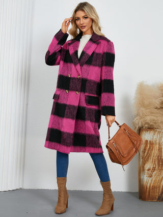 Plaid Double-Breasted Long Sleeve Coat - 1985 the VAULT Boutique