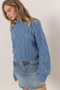 HYFVE Cable-Knit Mock Neck Dropped Shoulder Sweater - 1985 the VAULT Boutique