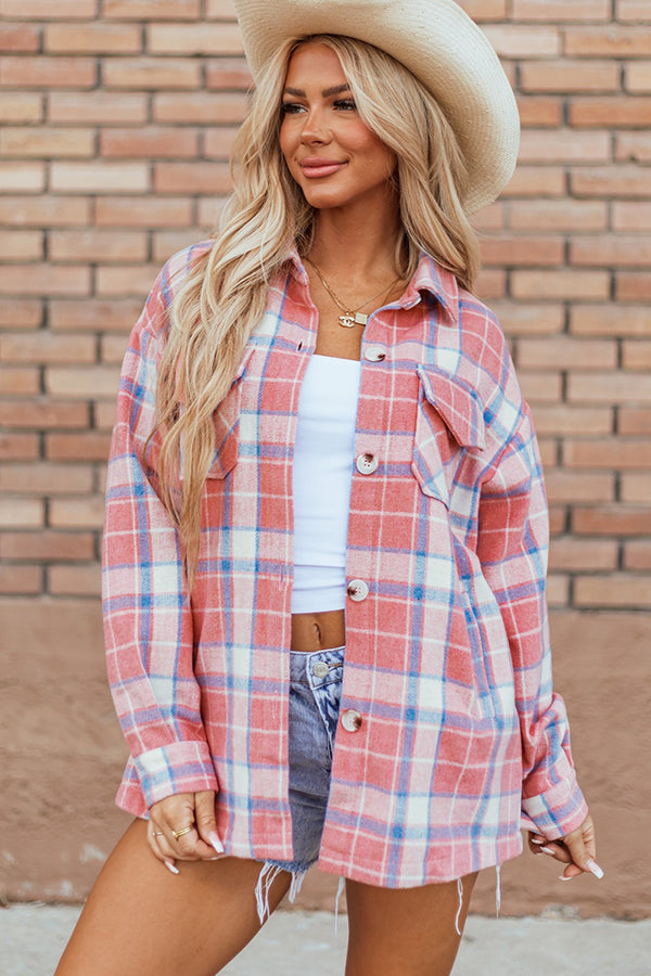 Plaid Button Up Long Sleeve Shacket - 1985 the VAULT Boutique