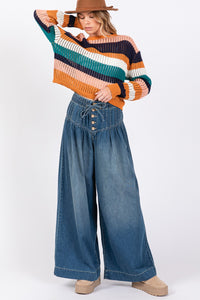 SAGE+FIG Smocked Waist Band Wide Leg Jeans - 1985 the VAULT Boutique