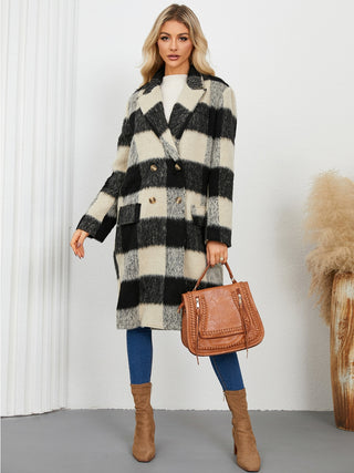 Plaid Double-Breasted Long Sleeve Coat - 1985 the VAULT Boutique