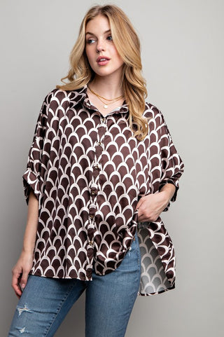 LIGHT SATIN PRINT BUTTON DOWN SHIRT - 1985 the VAULT Boutique