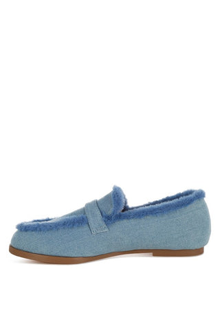 Nivena Fur Detail Denim Loafers - 1985 the VAULT Boutique