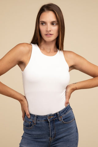 Basic Boat Neck Sleeveless Padded Bodysuit - 1985 the VAULT Boutique