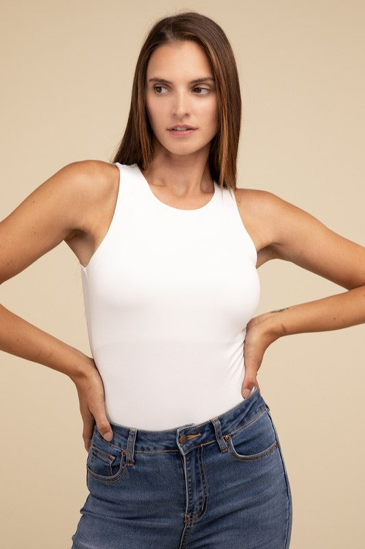 Basic Boat Neck Sleeveless Padded Bodysuit - 1985 the VAULT Boutique