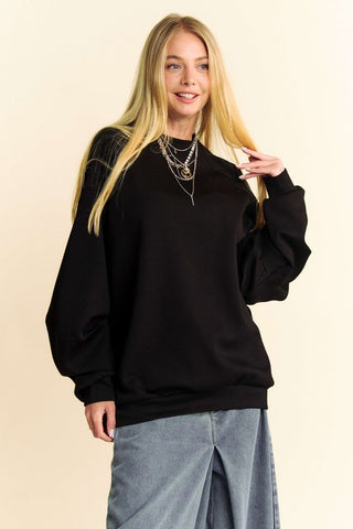 Davi & Dani Round Neck Raglan Sleeve Sweatshirt - 1985 the VAULT Boutique