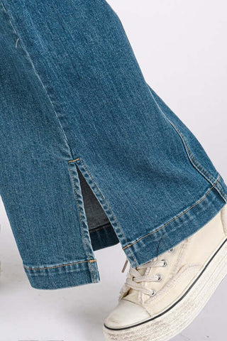 Mittoshop Medium Wash Seam Detail Wide Leg Denim Jeans - 1985 the VAULT Boutique