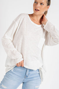 Mineral Washed Round Neckline Long Sleeves Top - 1985 the VAULT Boutique