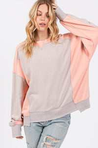 SAGE + FIG Color Block Round Neck Sweatshirt - 1985 the VAULT Boutique