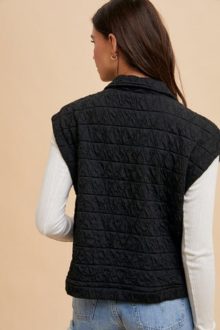 Annie Wear Texture Quilted Snap Down Vest Coat - 1985 the VAULT Boutique