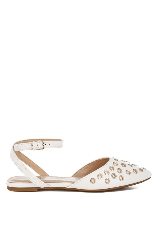 Chalcis Eyelet Detail Flat Sandals - 1985 the VAULT Boutique