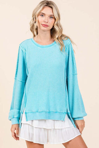 Mittoshop Mineral Wash Waffle Long Sleeve Sweatshirt - 1985 the VAULT Boutique