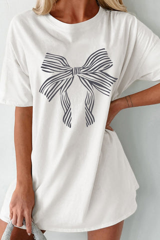 Bow Graphic Round Neck Short Sleeve T-Shirt - 1985 the VAULT Boutique