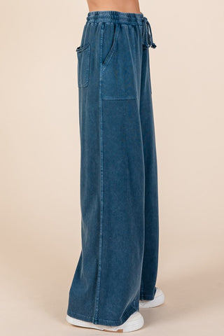 Mittoshop Mineral Wash French Terry Drawstring Wide Leg Pants - 1985 the VAULT Boutique