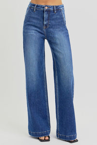 RISEN Full Size High Rise Wide Leg Jeans with Slanted Pockets - 1985 the VAULT Boutique