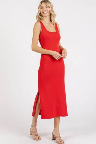 Mittoshop Side Slit Wide Strap Midi Tank Dress - 1985 the VAULT Boutique