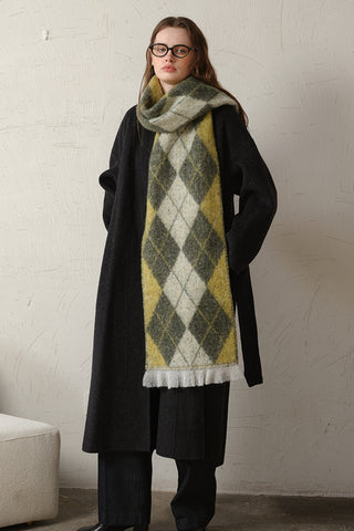 Fringe Argyle Polyester Scarf - 1985 the VAULT Boutique