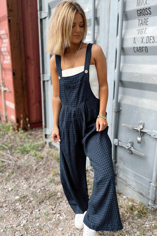 Plaid Wide Strap Wide Leg Overalls - 1985 the VAULT Boutique