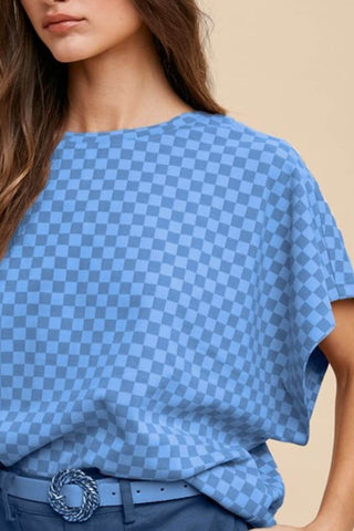 Annie Wear Checkered Round Neck Short Sleeve T-Shirt - 1985 the VAULT Boutique