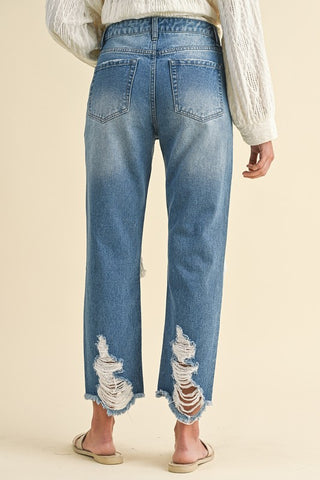 Annie Wear Distressed Raw Hem Cropped Jeans - 1985 the VAULT Boutique