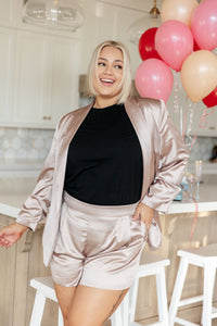 Champagne and Roses Satin Blazer - Happily Ever Atchison Shop Co.