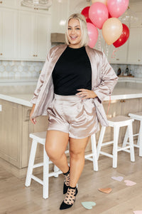 Champagne and Roses Satin Blazer - Happily Ever Atchison Shop Co.