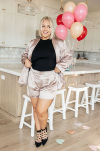 Champagne and Roses Satin Blazer - Happily Ever Atchison Shop Co.