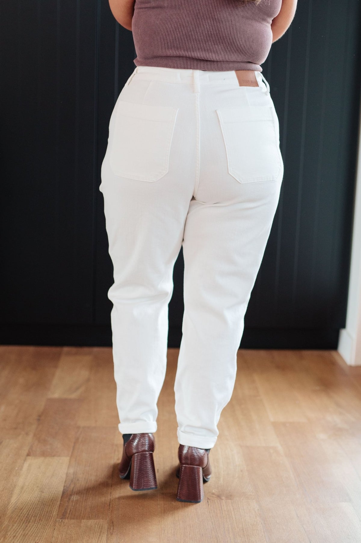 Charlene High Rise Contrast Thread Jogger in Ecru - Happily Ever Atchison Shop Co.