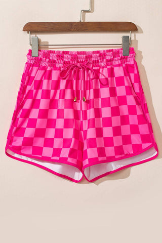 Drawstring Checkered Shorts with Pockets - 1985 the VAULT Boutique