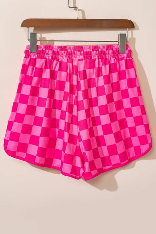 Drawstring Checkered Shorts with Pockets - 1985 the VAULT Boutique