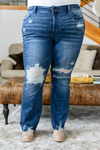 Christine High Contrast Slim Bootcut Destroyed Jeans - Happily Ever Atchison Shop Co.