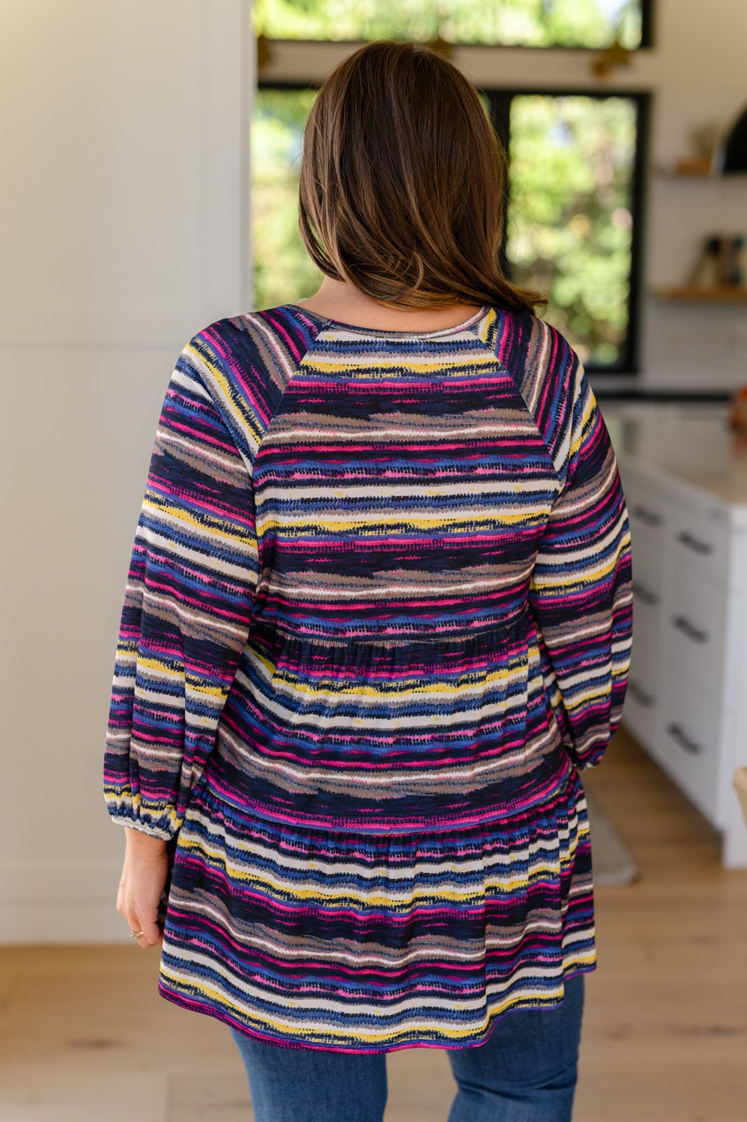 Circle Back Striped V-Neck Top - Happily Ever Atchison Shop Co.