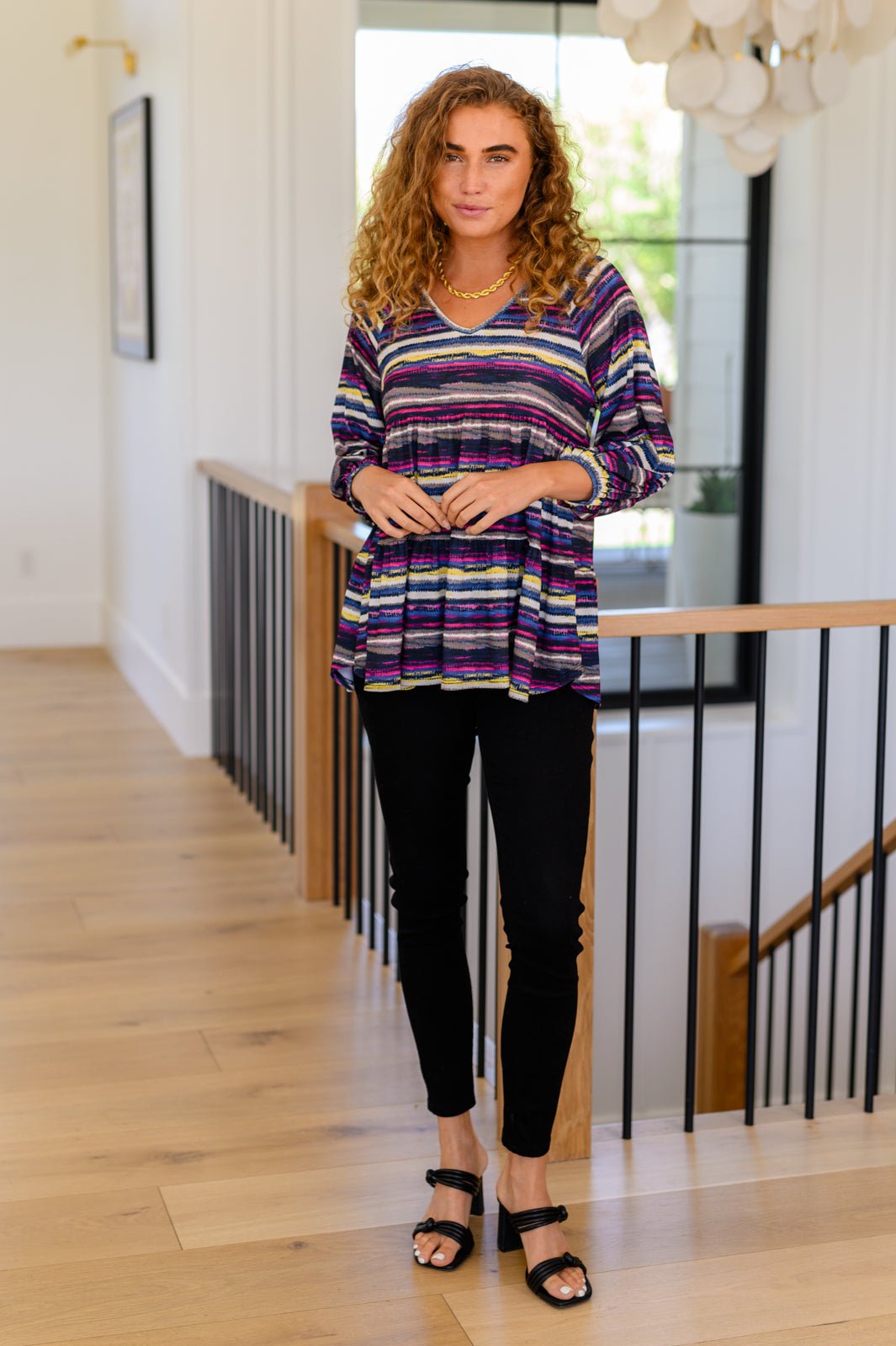 Circle Back Striped V-Neck Top - Happily Ever Atchison Shop Co.