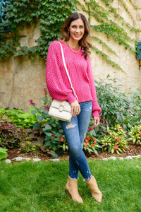 Claim The Stage Knit Sweater In Hot Pink - Happily Ever Atchison Shop Co.