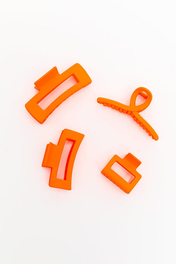 Claw Clip Set of 4 in Orange - Happily Ever Atchison Shop Co.