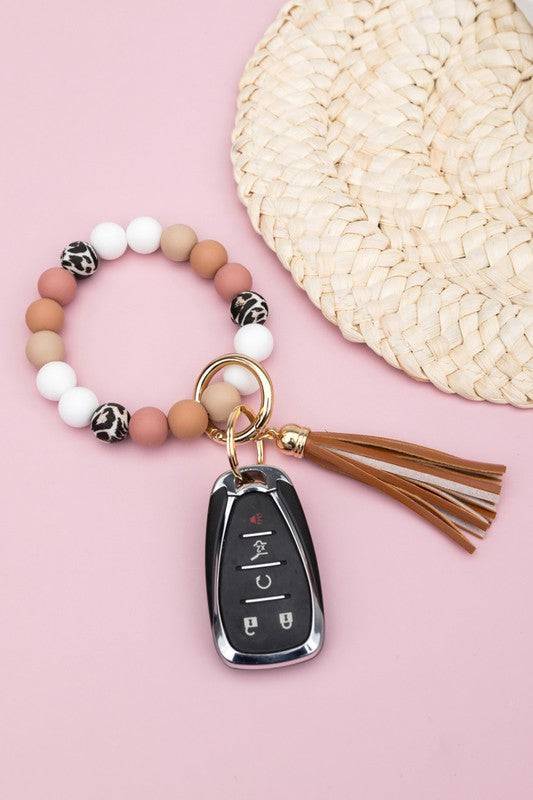 Silicone Monochromatic Key Ring Bracelet