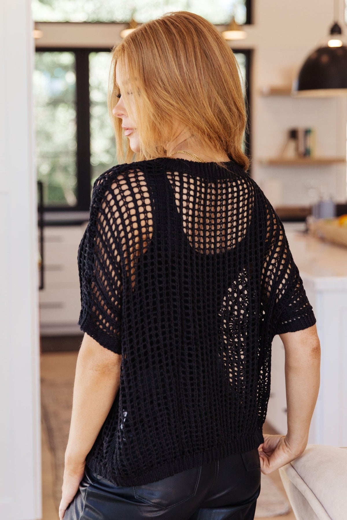 Coastal Dreams Fishnet Top in Black - Happily Ever Atchison Shop Co.