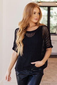 Coastal Dreams Fishnet Top in Black - Happily Ever Atchison Shop Co.