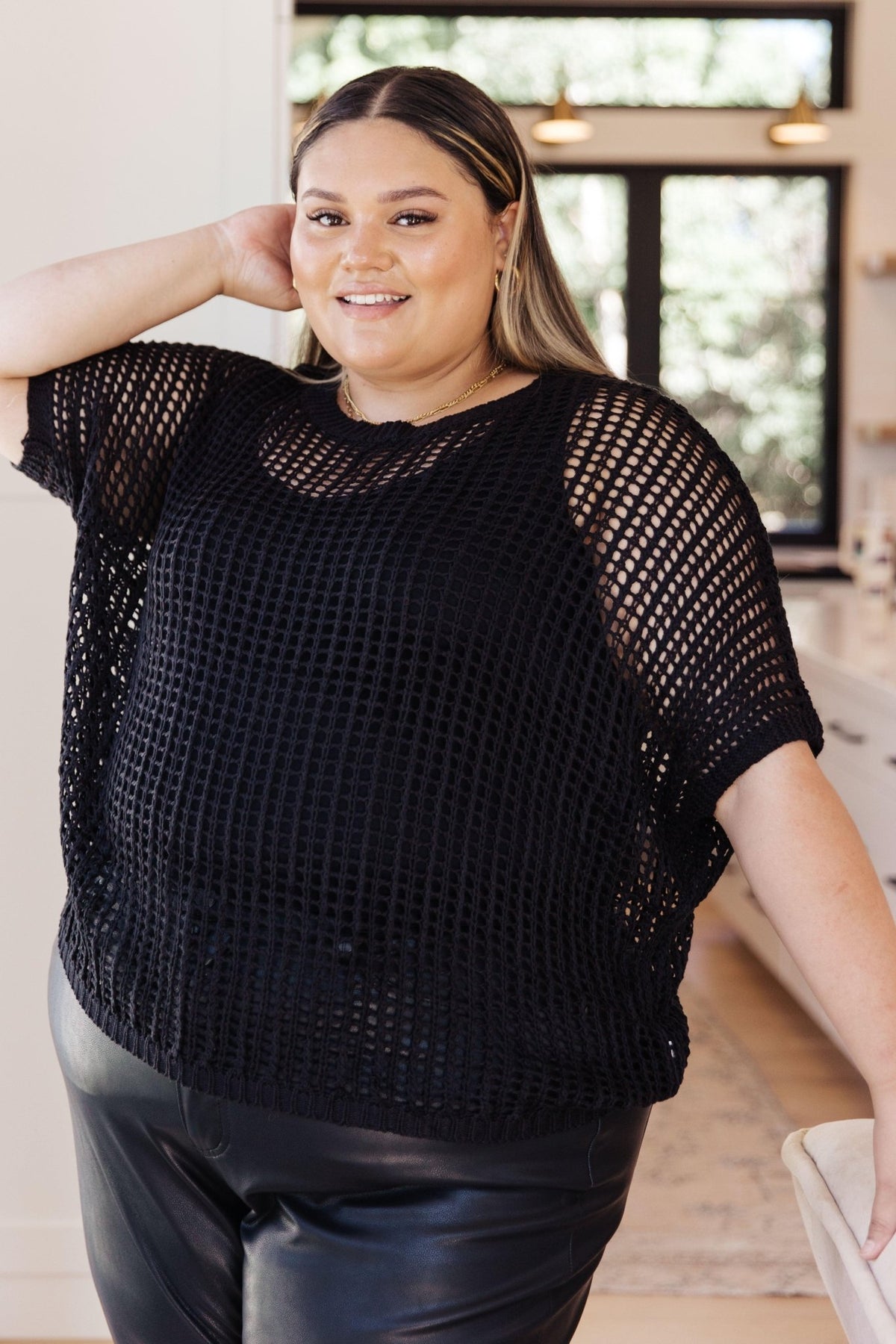 Coastal Dreams Fishnet Top in Black - Happily Ever Atchison Shop Co.