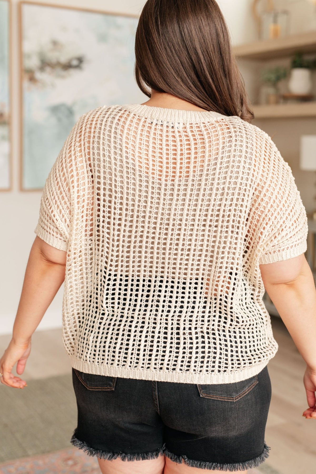 Coastal Dreams Fishnet Top in Cream - Happily Ever Atchison Shop Co.