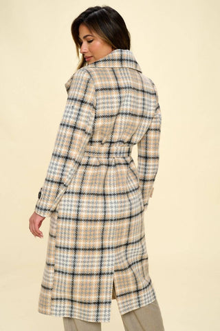 Coalition LA Double-Breasted Plaid Coat with Belt - 1985 the VAULT Boutique