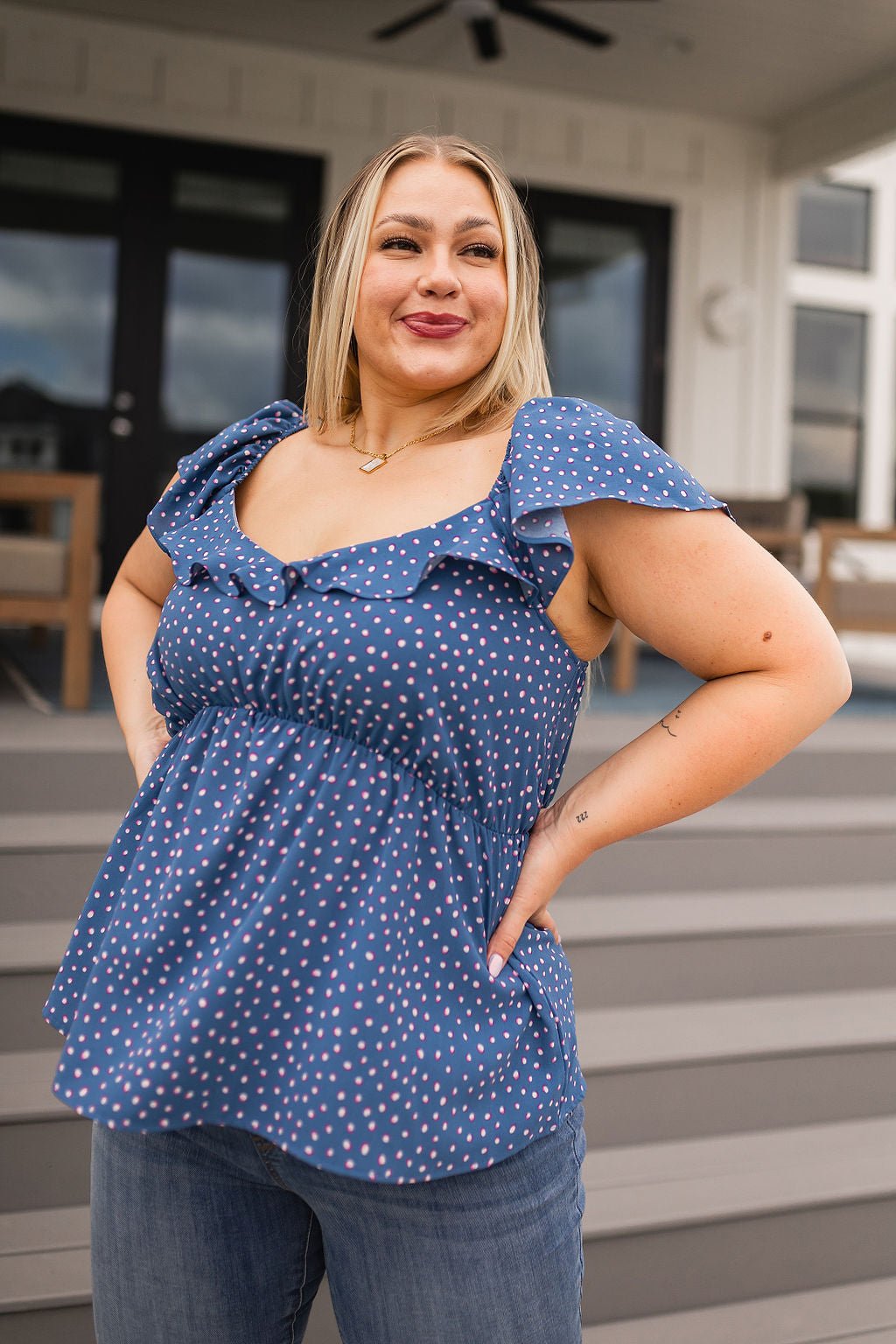 Connect the Dots Peplum Blouse - Happily Ever Atchison Shop Co.