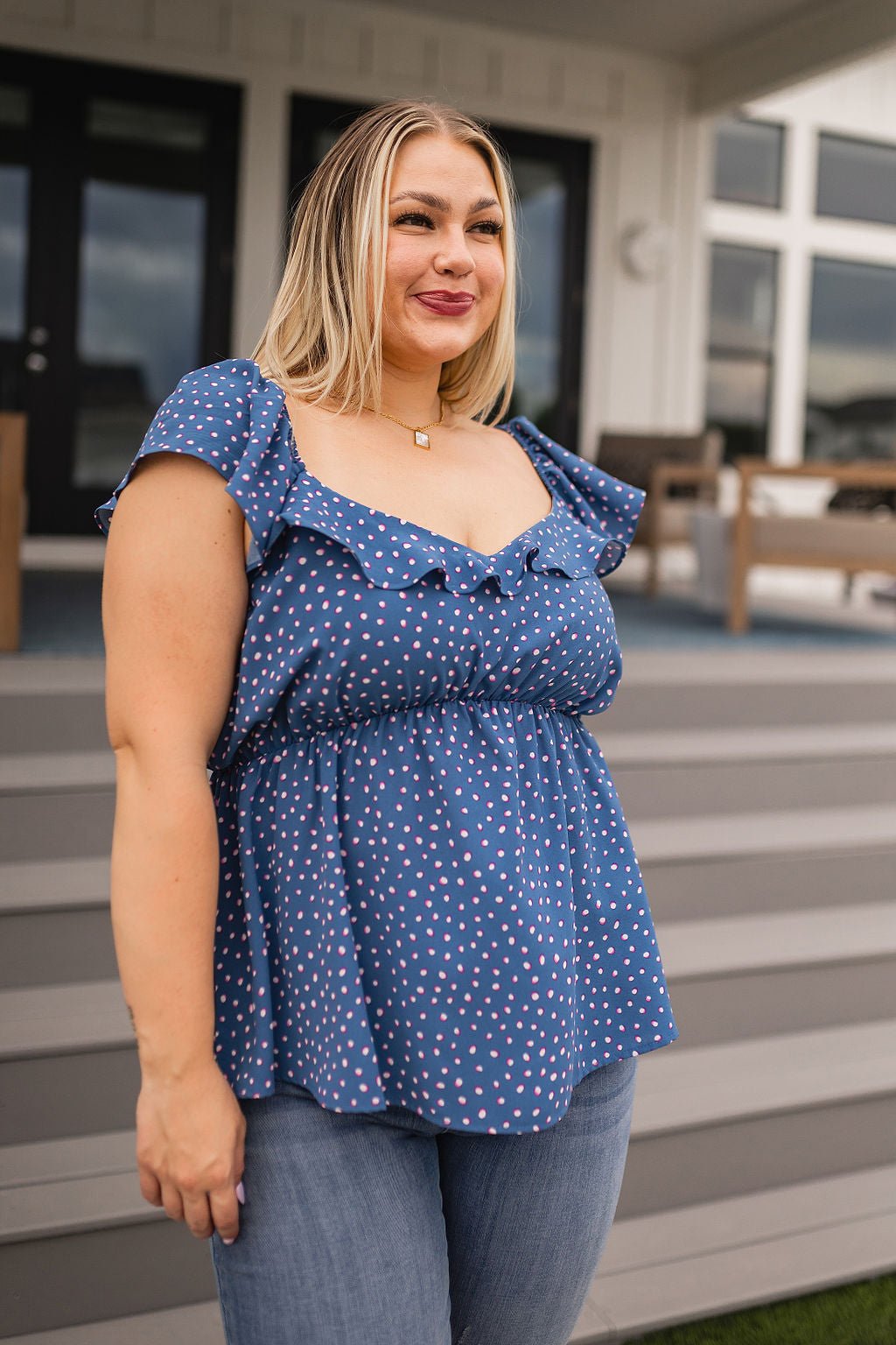 Connect the Dots Peplum Blouse - Happily Ever Atchison Shop Co.