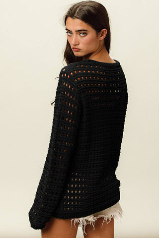 BiBi Round Neck Openwork Knit Cover Up - 1985 the VAULT Boutique