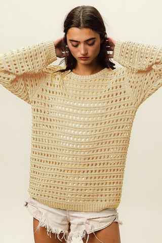 BiBi Round Neck Openwork Knit Cover Up - 1985 the VAULT Boutique