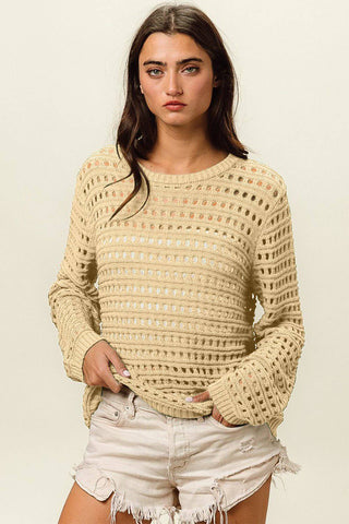 BiBi Round Neck Openwork Knit Cover Up - 1985 the VAULT Boutique