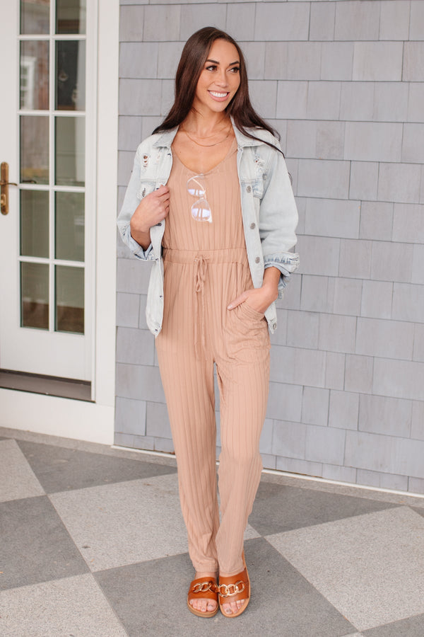 Cruiser Jumpsuit in Tan - Happily Ever Atchison Shop Co.