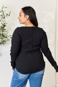 Culture Code Full Size Ribbed Round Neck Long Sleeve Top - Happily Ever Atchison Shop Co.